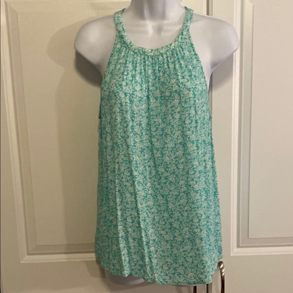 LOFT Green & White Relaxed Tank Top